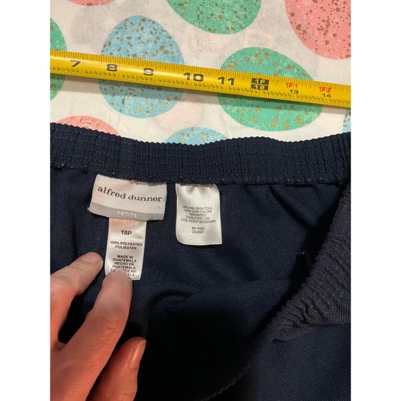 Alfred Dunner Navy Blue Elastic Waist Pull On Pants Petite 18P Straight Leg - Picture 7 of 8